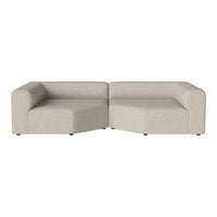 Light beige sectional sofa with a minimalist design and subtle texture, perfect for modern living spaces.