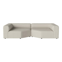Beige modular sofa with a smooth, minimalist design and no visible patterns. Ideal for modern decor.