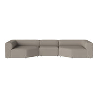 Soft taupe sectional sofa with a smooth, modern design and no visible patterns. Ideal for contemporary interiors.