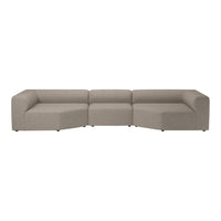 Modern modular sofa in light beige color with a simple, smooth texture and no distinct patterns. Ideal for minimalist decor.