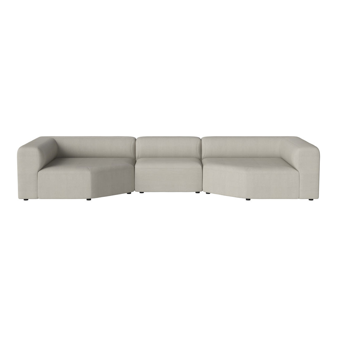 Beige modular sofa with a smooth, modern design and subtle texture. Perfect for contemporary living spaces.