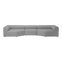 Gray modular sectional sofa with clean lines and minimalistic design, perfect for modern living spaces.