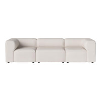 Modern white sectional sofa with minimalist design and smooth surface, perfect for contemporary interiors.