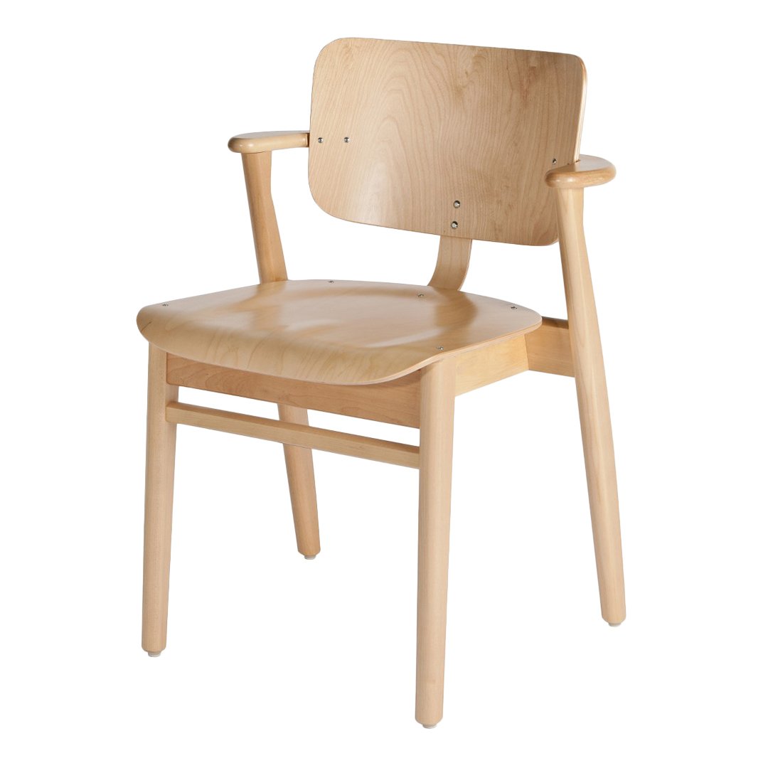 Light natural wood chair with a smooth finish and simple, minimalist design. Ideal for modern decor.