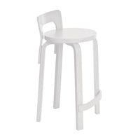 White bar stool with a sleek design and smooth finish, showcasing a minimalist aesthetic and modern appeal.