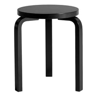 Black round stool with a simple, sleek design and smooth finish. Perfect for modern or minimalist decor.