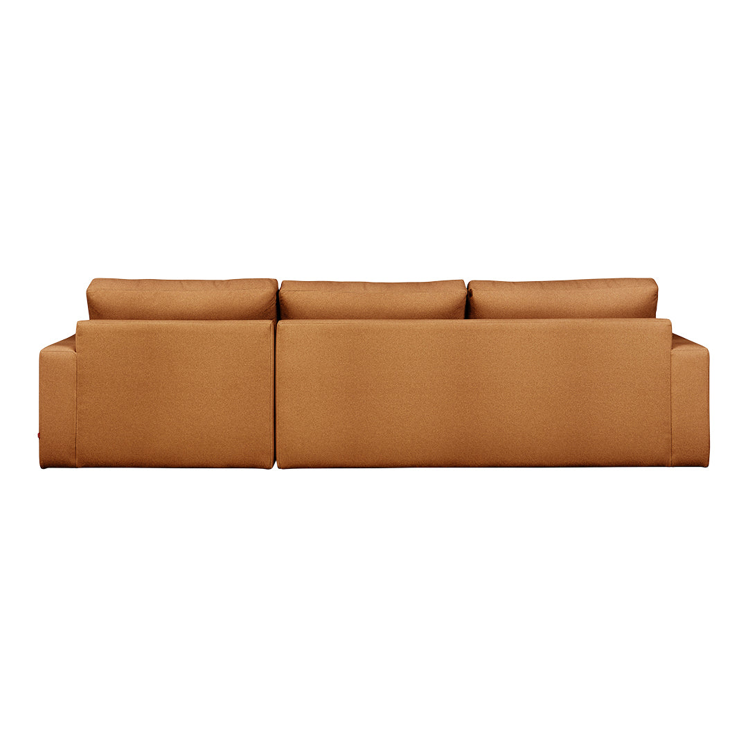 Sleek, modern sofa in warm caramel brown with smooth texture and no visible patterns. Ideal for contemporary decor.