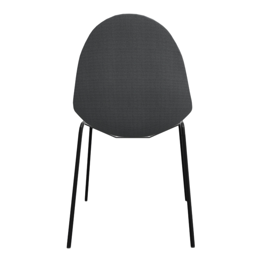 Stylish gray chair with textured fabric and sleek black legs, perfect for modern decor.