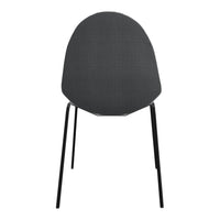 Stylish gray chair with textured fabric and sleek black legs, perfect for modern decor.