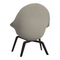 Beige textured fabric chair with black metal legs, showcasing a modern, minimalist design. Perfect for contemporary spaces.