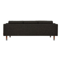 Dark charcoal sofa with a textured pattern and sleek wooden legs, perfect for modern living spaces.