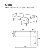 "Modern sectional sofa in a sleek gray fabric with clean lines and simple geometric patterns."