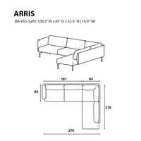 Sleek sectional sofa in solid gray fabric with clean lines and minimalistic design, featuring subtle stitching details.