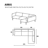 Modern sectional sofa in a soft gray fabric with clean lines and minimalistic design, ideal for contemporary decor.