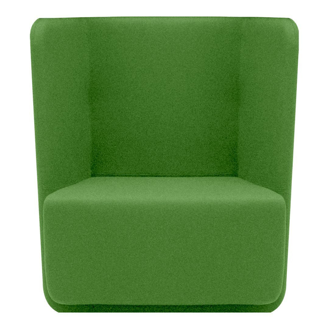 Bright green modern chair with a sleek, minimalist design and no patterns, perfect for contemporary spaces.