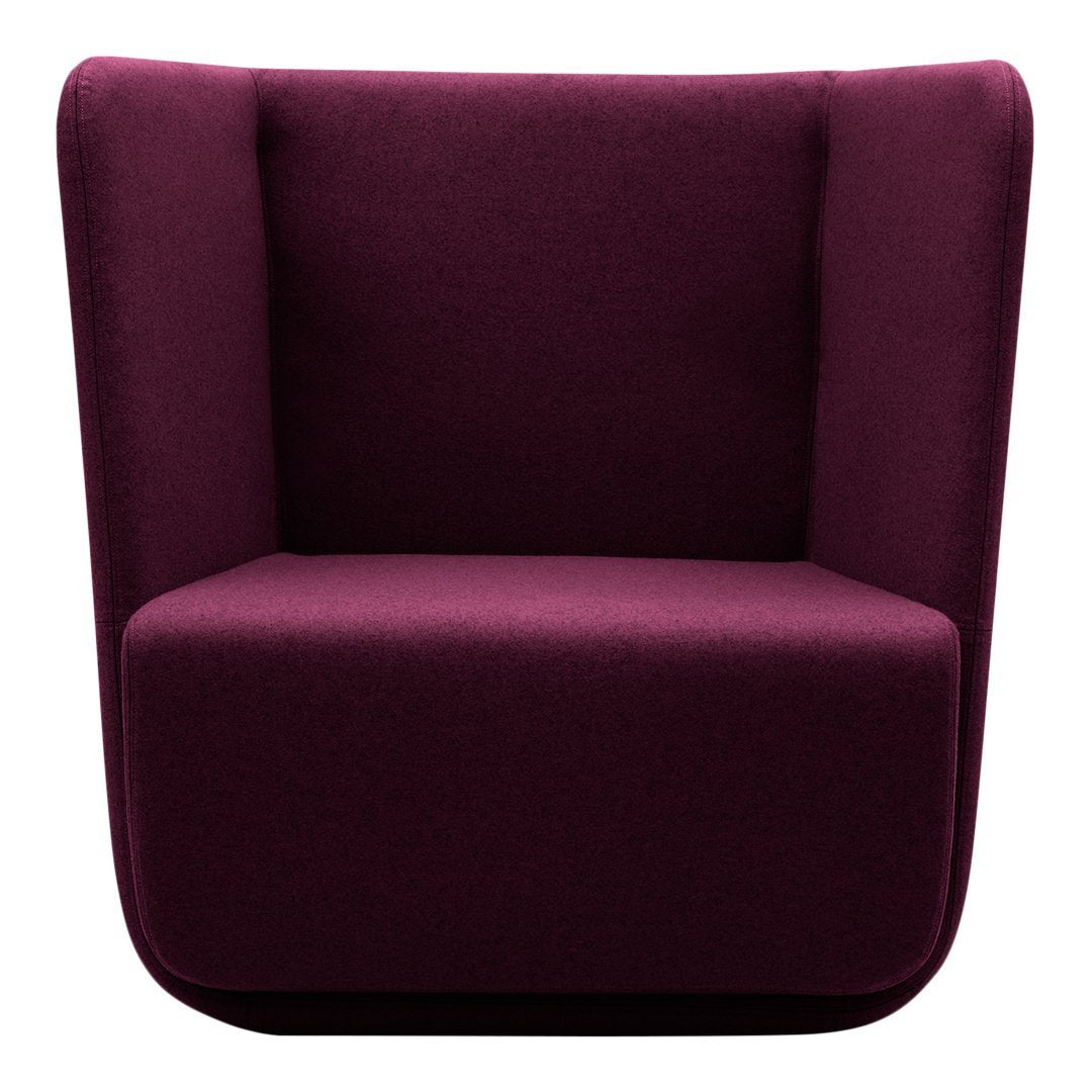 Plush, deep purple accent chair with a minimalist design and smooth, sleek finish. Ideal for modern interiors.