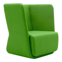 Vibrant green upholstered armchair with a sleek, modern design, perfect for adding a pop of color to any space.