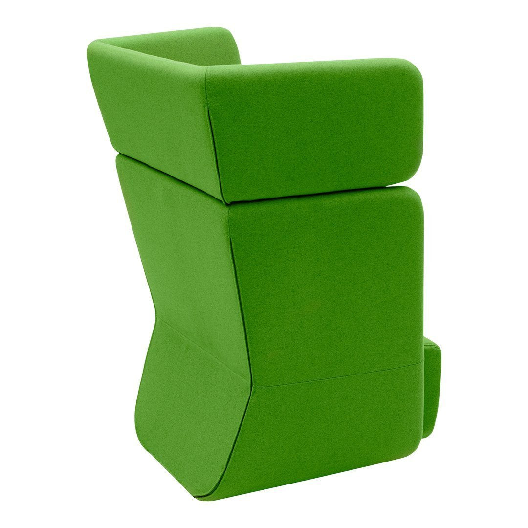 Vivid green modern chair with a unique geometric design, perfect for contemporary decor.