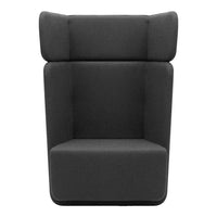 Modern gray upholstered armchair with a minimalist design and smooth, uniform texture. Perfect for contemporary decor.