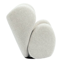 Stylish two-tone gray upholstered chair with a smooth, minimalist pebble shape. Perfect for modern decor.
