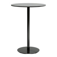 Black round bar table with a sleek, minimalist design and smooth surface, perfect for modern interiors.