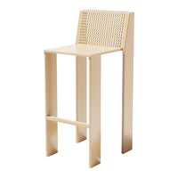 Beige bar stool with a woven pattern backrest and clean, modern lines. Perfect for contemporary spaces.