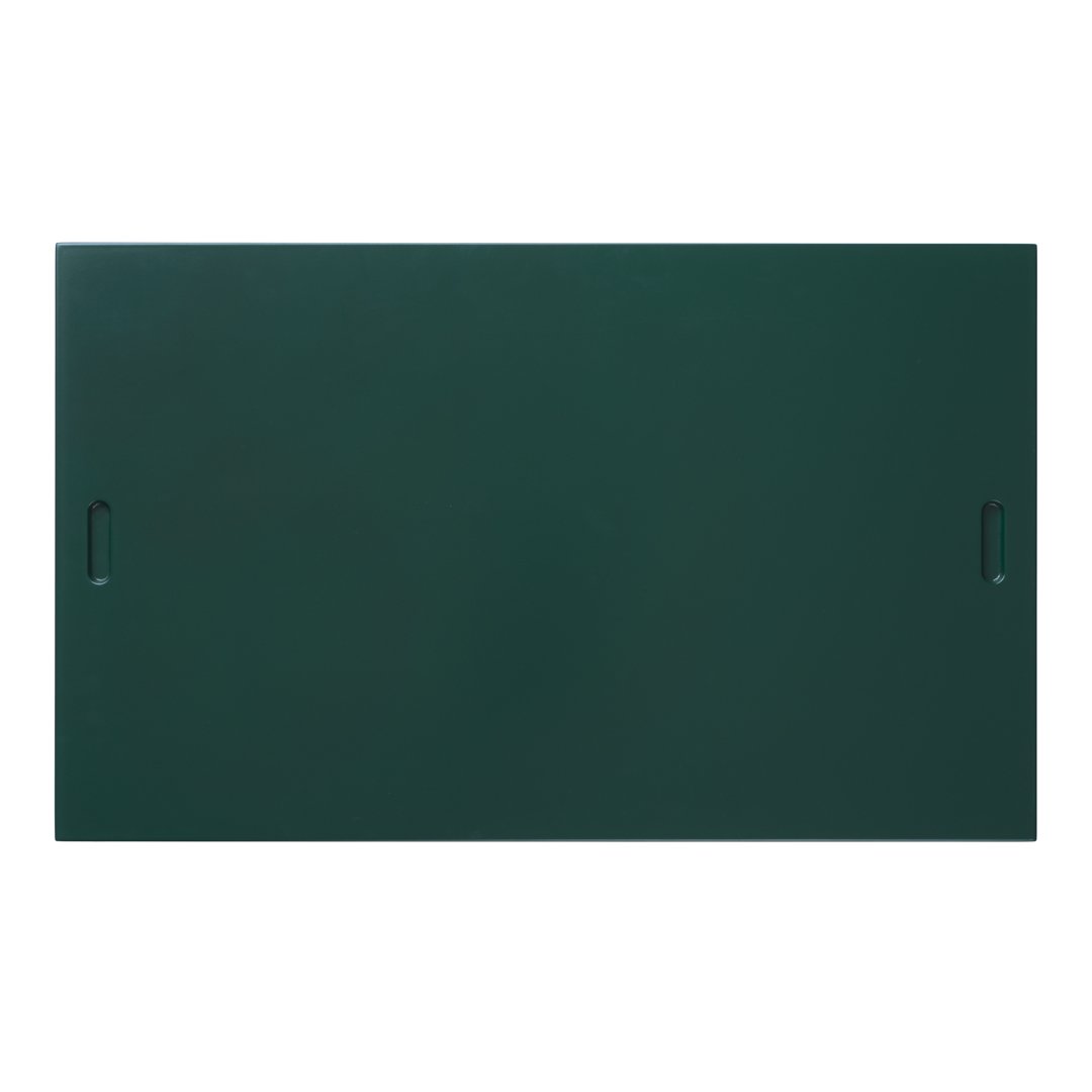 Deep green panel with a smooth finish and two side handles, ideal for modern decor.