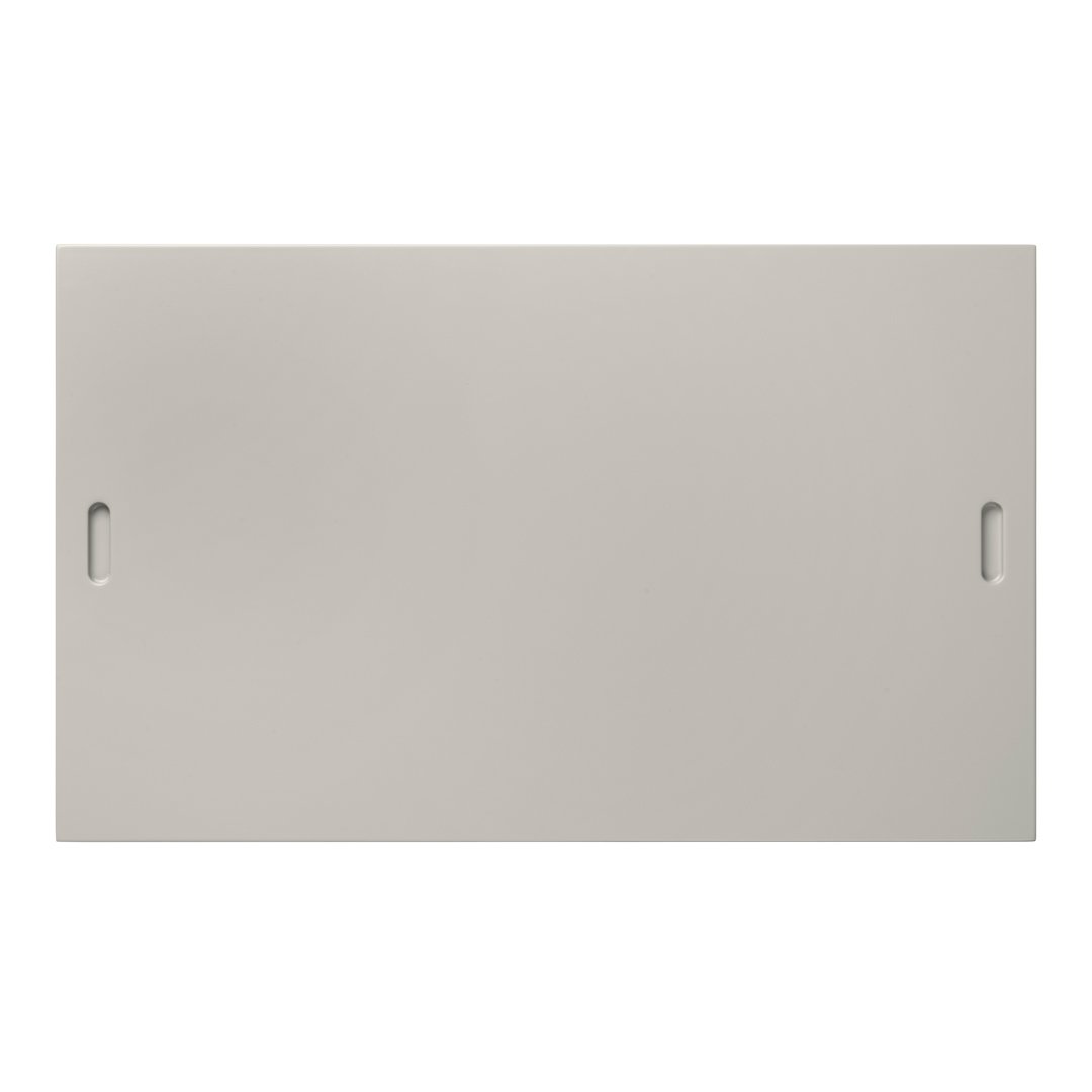 Smooth, pale gray panel with minimalist design, featuring two side handles for easy transport.