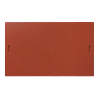 Solid rusty orange panel with sleek, flat surface and two cut-out handles. Ideal for modern decor.