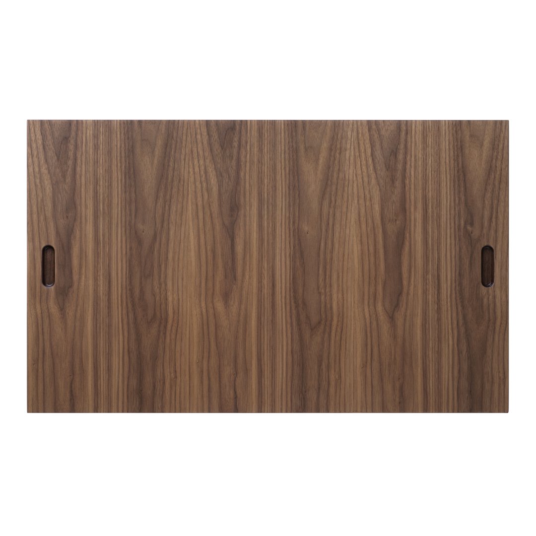 "Rich walnut wood grain texture with subtle linear patterns, perfect for modern decor."