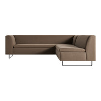 Brown modern sectional sofa with sleek lines and a soft textured fabric. Perfect for contemporary living spaces.