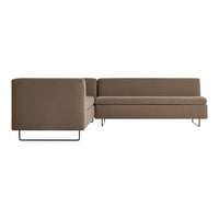 Stylish brown sectional sofa with a modern design, featuring soft upholstery and clean, minimalist lines.