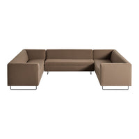 "Modern brown sectional sofa with clean lines and textured fabric, perfect for contemporary living spaces."