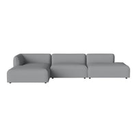 Gray modular sectional sofa with a smooth, minimalist design and no visible patterns. Ideal for modern interiors.