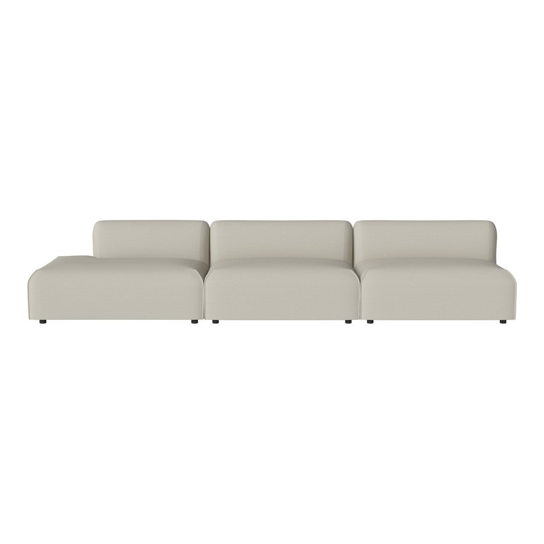 Light beige modular sofa with sleek, minimalist design and soft, smooth fabric finish. Perfect for modern decor.