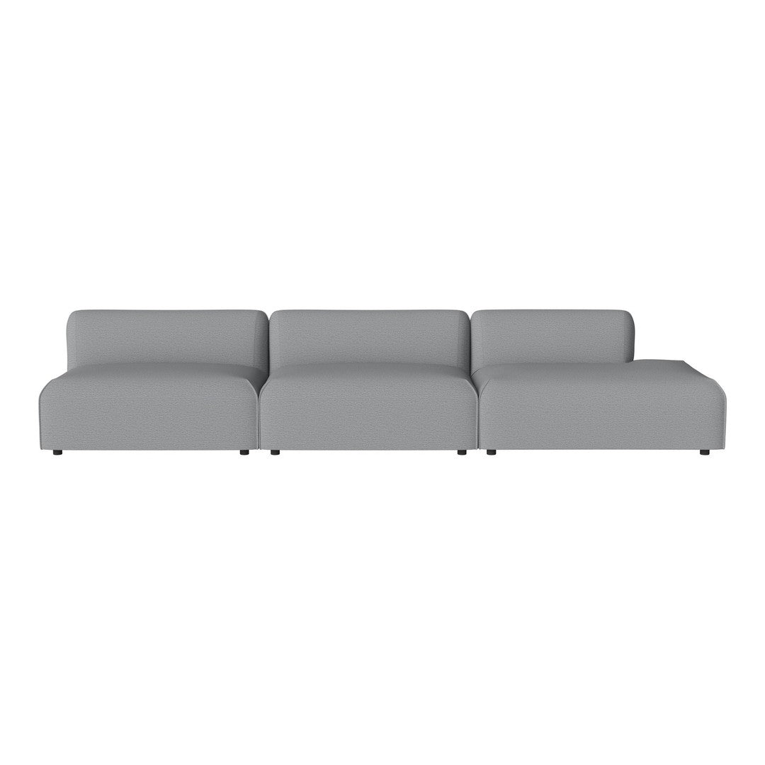 Gray modular sofa with smooth fabric and minimalist design, perfect for modern living spaces.