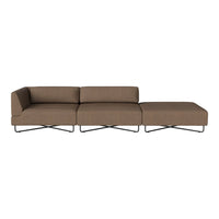 Modern brown sectional sofa with sleek metal legs and a minimalist design. Perfect for contemporary living spaces.