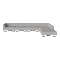 Modern sectional sofa in light gray fabric with a sleek, minimalist design and metal legs. Ideal for contemporary decor.