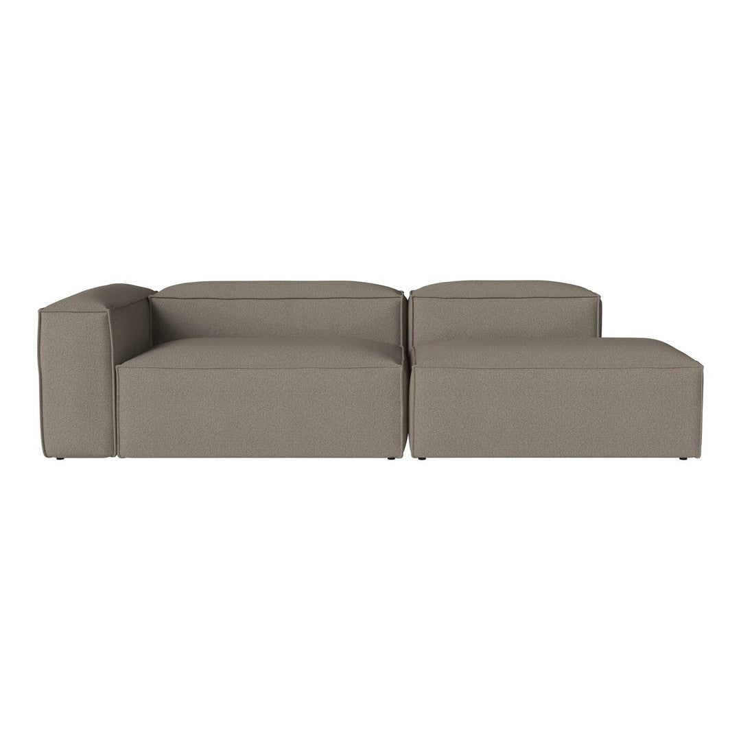 Modern two-piece sectional sofa in a muted taupe color with a smooth, minimalist design.