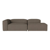 "Modern brown sectional sofa with textured fabric, featuring a minimalist design and seamless lines."
