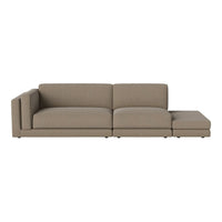 Beige fabric sectional sofa with a clean, modern design and subtle textured pattern. Perfect for contemporary living spaces.