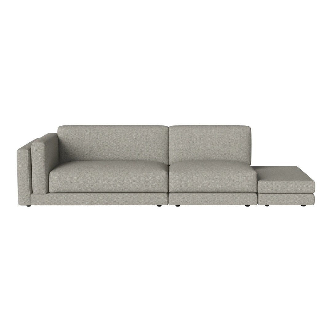Light gray sectional sofa with a sleek, minimalist design and no visible patterns or textures. Perfect for modern decor.