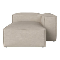Beige textured fabric sofa segment with clean lines and minimalistic design. Perfect for modern interiors.