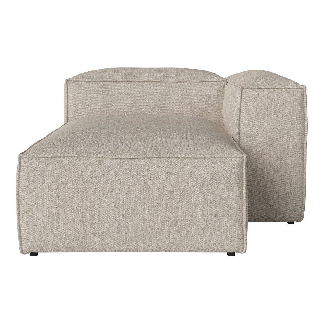 Beige upholstered sectional sofa with a textured fabric and clean, modern lines. Perfect for contemporary decor.