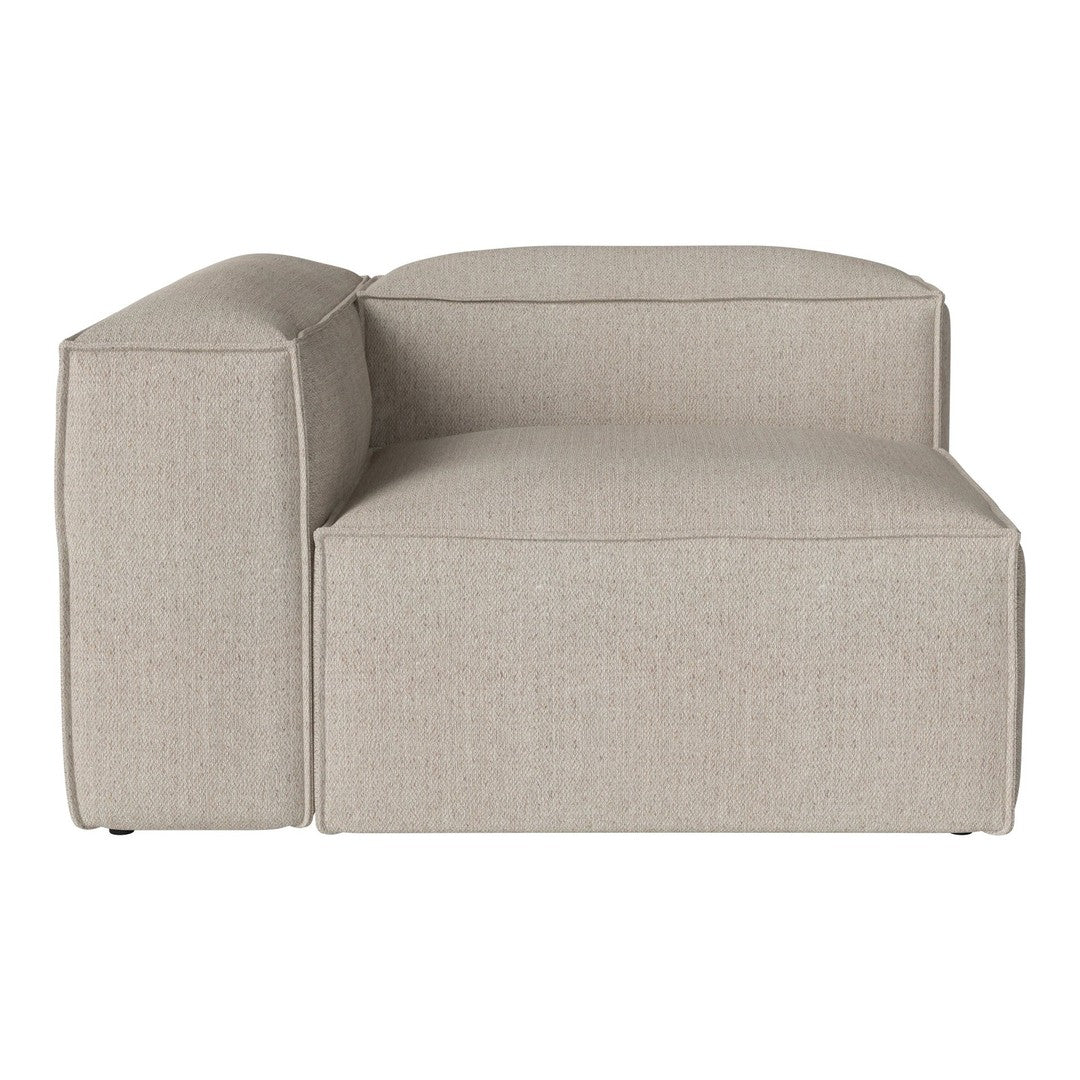 Textured light beige chaise lounge with minimalist design and clean lines, perfect for modern interiors.