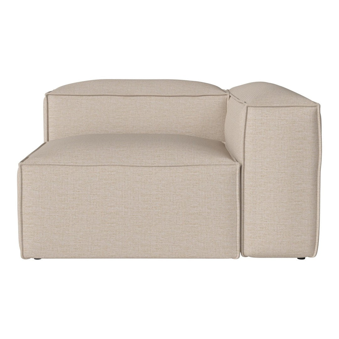 Light beige modular sofa with a textured, woven pattern, perfect for modern living spaces.