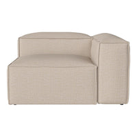 Light beige modular sofa with a textured, woven pattern, perfect for modern living spaces.