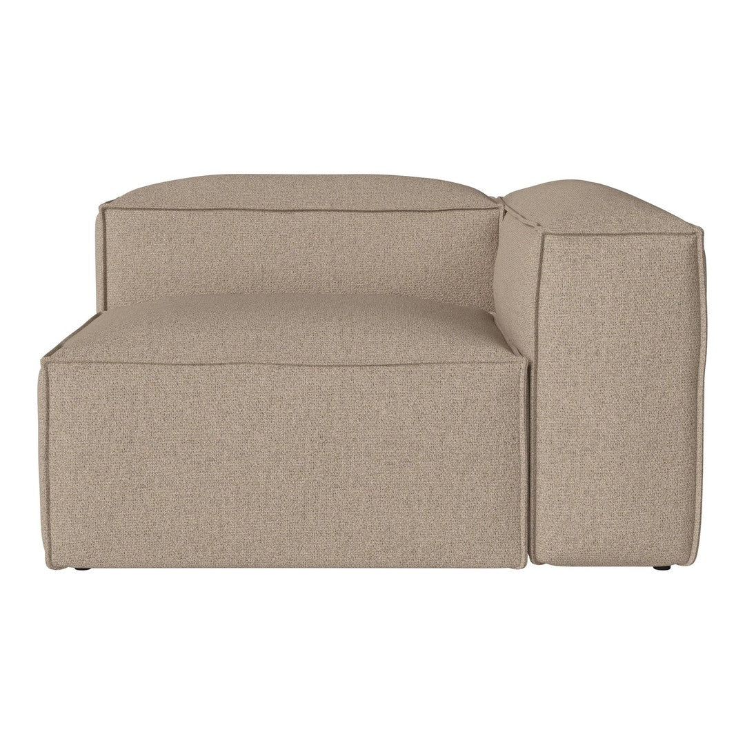 Beige modular sofa with clean lines and a textured, solid fabric pattern for modern interiors.