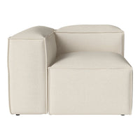 Minimalist beige corner sofa with a smooth, textured fabric and clean lines. Perfect for modern living spaces.