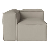 Light gray fabric sectional sofa with a minimalist design and clean lines, perfect for modern interiors.